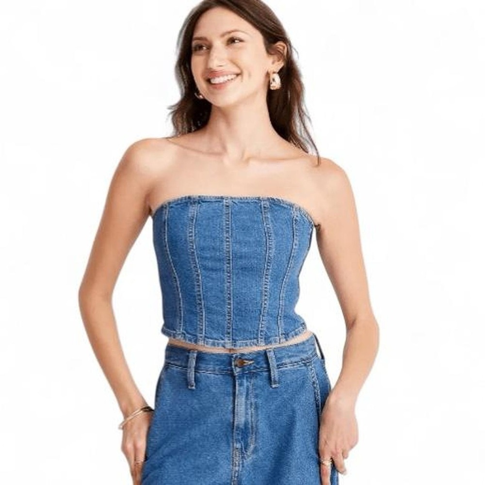 Universal Thread Denim Corset Tube Top SZ L